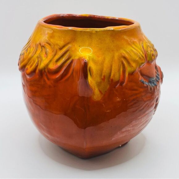 Pacific Stoneware Signed B Walsh 1969 Coffee Mug Cat Feline Orange - Picture 4 of 10